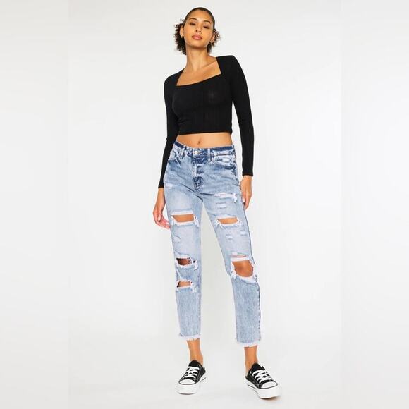 🆕 KanCan Collie High Rise Distressed Mom Jean SZ 11/29 - Picture 1 of 8